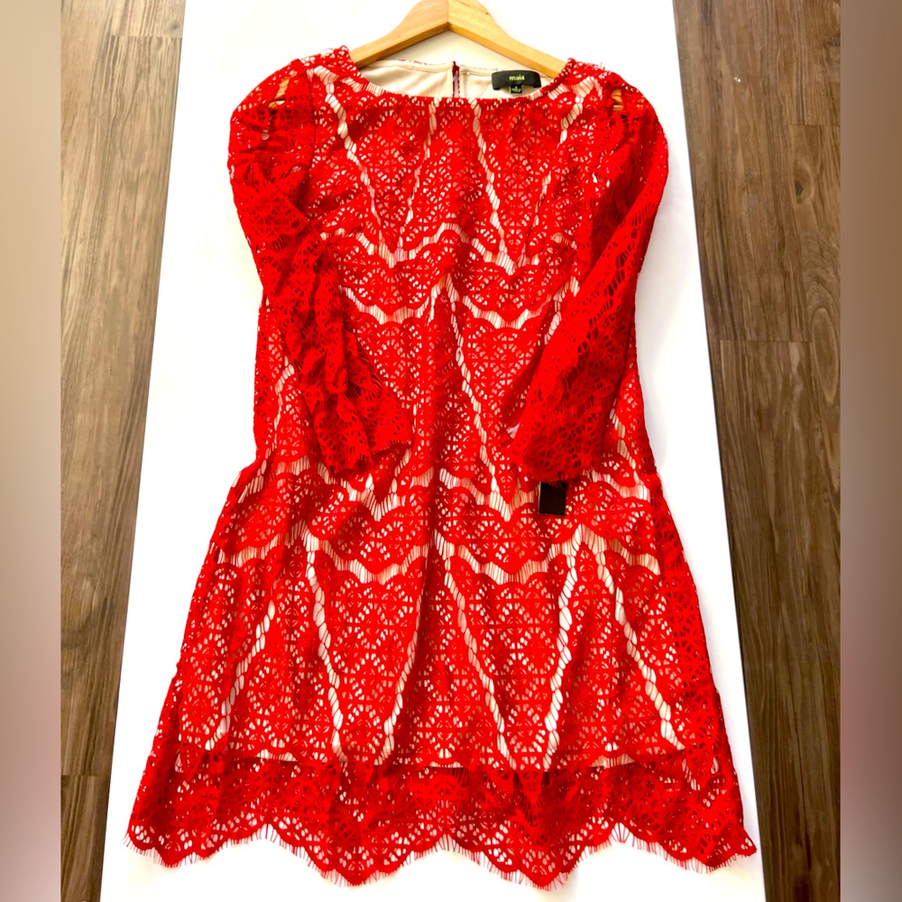 Womens Red Lace Dress